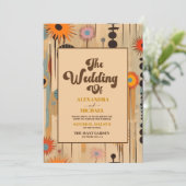 Elegante Mid Century bloemenbruiloft Kaart (Staand voorkant)