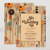 Elegante Mid Century bloemenbruiloft Kaart (Voorkant / Achterkant)