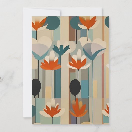 Elegante Mid Century bloemenbruiloft Kaart (Achterkant)