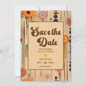 Elegante Mid Century bloemenbruiloft Save The Date (Voorkant)