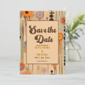 Elegante Mid Century bloemenbruiloft Save The Date (Staand voorkant)