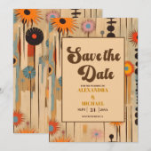 Elegante Mid Century bloemenbruiloft Save The Date (Voorkant / Achterkant)