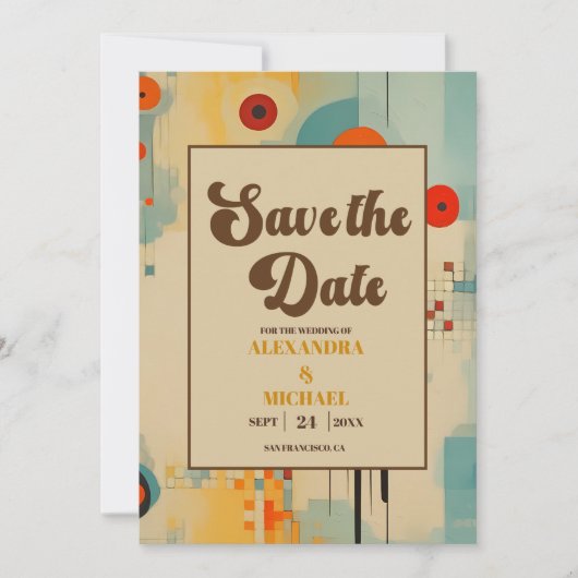Elegante Mid Century bloemenbruiloft Save The Date (Voorkant)