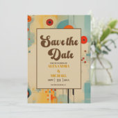 Elegante Mid Century bloemenbruiloft Save The Date (Staand voorkant)