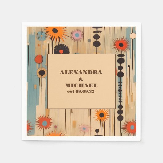 Elegante Mid Century bloemenbruiloft Servet (Voorkant)