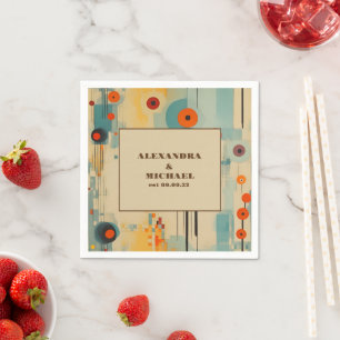 Elegante Mid Century Bloemige Bruiloft Servet