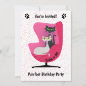 Elegante Mid Century Cats Roze Stoel Polka Dots Kaart (Voorkant)