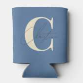 Elegante Mid-Century Modern Monogram Capri Blauw Blikjeskoeler (Achterkant)
