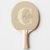 Elegante Mid-Century Modern Monogram Zandduin Tafeltennisbatje (Voorkant)