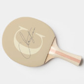 Elegante Mid-Century Modern Monogram Zandduin Tafeltennisbatje (Zijkant)
