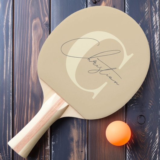 Elegante Mid-Century Modern Monogram Zandduin Tafeltennisbatje