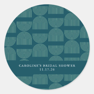Elegante Mid Mod Boog Turquoise Huwelijksmeisjes B Ronde Sticker