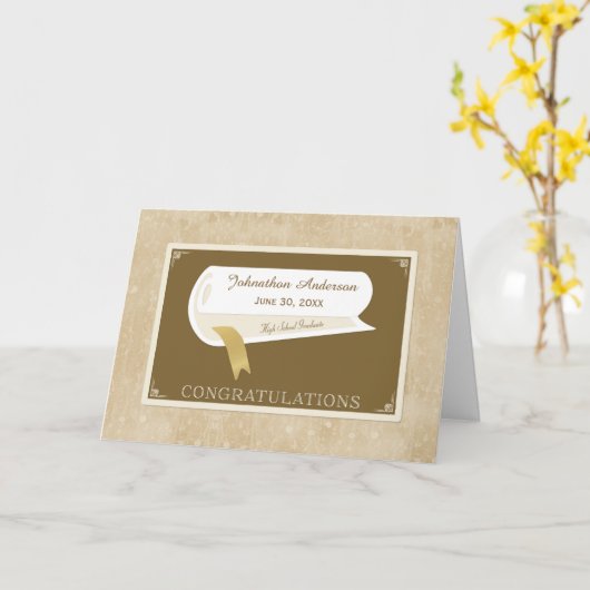 Elegante middelbare school Afstuderen gefeliciteer Kaart (Gele Bloem)