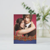 Elegante middeleeuwse damast foto bewaar de datum save the date (Staand voorkant)