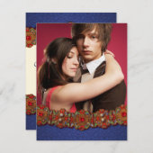 Elegante middeleeuwse damast foto bewaar de datum save the date (Voorkant / Achterkant)