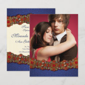 Elegante middeleeuwse damast foto save the date (Voorkant / Achterkant)