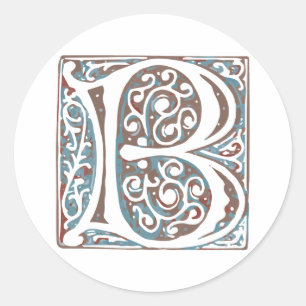 Elegante middeleeuwse letter B Antiek monogram Ronde Sticker