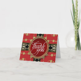 Elegante middeleeuwse rood goud & zwart bedankkaar bedankkaart