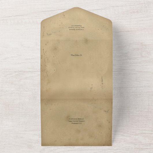 Elegante middeleeuwse Scroll Character Sheet All In One Uitnodiging (Buitenkant)