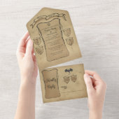 Elegante middeleeuwse Scroll Character Sheet All In One Uitnodiging (Afscheurbaar)