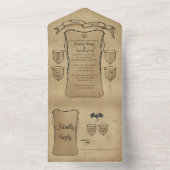 Elegante middeleeuwse Scroll Character Sheet All In One Uitnodiging (Binnen)