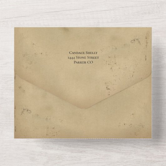 Elegante middeleeuwse Scroll Character Sheet All In One Uitnodiging (Achterkant)