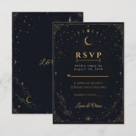 Elegante Middenacht Hemelbruiloft Reactiekaart RSVP Kaartje