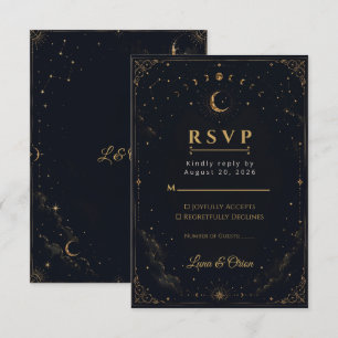 Elegante Middenacht Hemelbruiloft Reactiekaart RSVP Kaartje