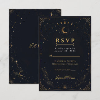 Elegante Middenacht Hemelbruiloft Reactiekaart RSVP Kaartje
