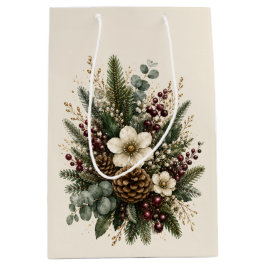 Elegante Middernacht Groen Botanische Waterverf Medium Cadeauzakje