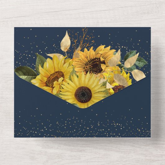 Elegante Middernacht Zonnewijzer Marineblauwe Brui All In One Uitnodiging (Achterkant)