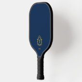 Elegante Middernachtblauwe Monogram Pickleball Paddle (Links)
