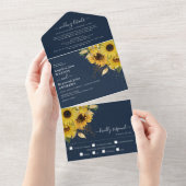 Elegante Middernachtzonnebloem Marineblauwe Bruilo All In One Uitnodiging (Afscheurbaar)