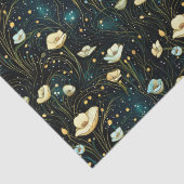 Elegante Midnight Blue Celestial Bloemen Decoupage Tissuepapier (Detail)