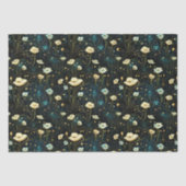 Elegante Midnight Blue Celestial Bloemen Decoupage Tissuepapier (Voorkant)