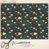 Elegante Midnight Blue Celestial Bloemen Decoupage Tissuepapier