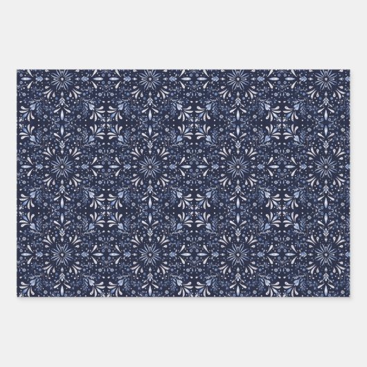 Elegante Midnight Blue Christmas Afbeeldingen Inpakpapier Vel (Voorkant 3)