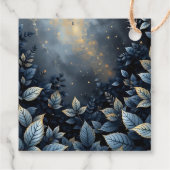 Elegante Midnight Blue en Gold Forest bruiloft Bedankjes Labels (Achterkant)