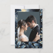 Elegante Midnight Blue en Gold Forest bruiloft Bedankkaart (Voorkant)