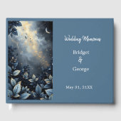 Elegante Midnight Blue en Gold Forest bruiloft Gastenboek (Voorkant)