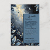 Elegante Midnight Blue en Gold Forest bruiloft Informatiekaartje (Voorkant)