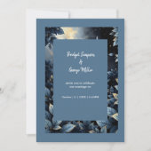 Elegante Midnight Blue en Gold Forest bruiloft Kaart (Voorkant)