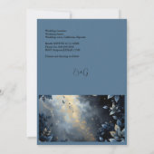 Elegante Midnight Blue en Gold Forest bruiloft Kaart (Achterkant)