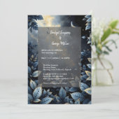 Elegante Midnight Blue en Gold Forest bruiloft Kaart (Staand voorkant)