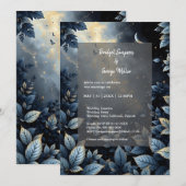 Elegante Midnight Blue en Gold Forest bruiloft Kaart (Voorkant / Achterkant)