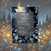 Elegante Midnight Blue en Gold Forest bruiloft Kaart