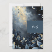 Elegante Midnight Blue en Gold Forest bruiloft Kaart (Achterkant)