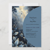 Elegante Midnight Blue en Gold Forest bruiloft Kaart (Voorkant)