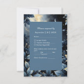Elegante Midnight Blue en Gold Forest bruiloft RSVP Kaartje (Voorkant)