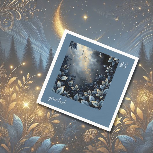 Elegante Midnight Blue en Gold Forest bruiloft Servet